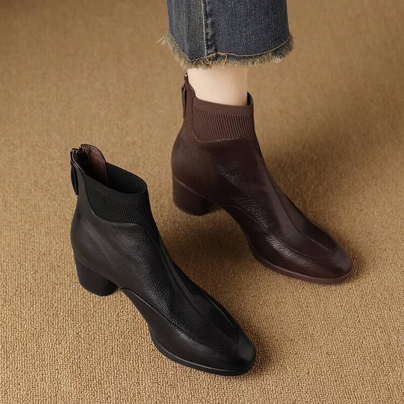 CHIKO Aika Round Toe Block Heels Ankle Boots