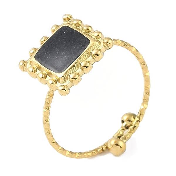 Ion Plating(IP) 304 Stainless Steel Enamel Square Cuff Finger Rings