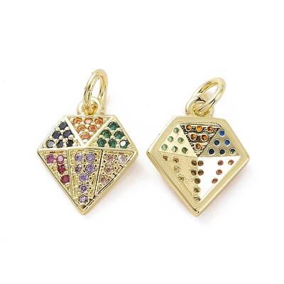 Brass Micro Pave Colorful Cubic Zirconia Charms