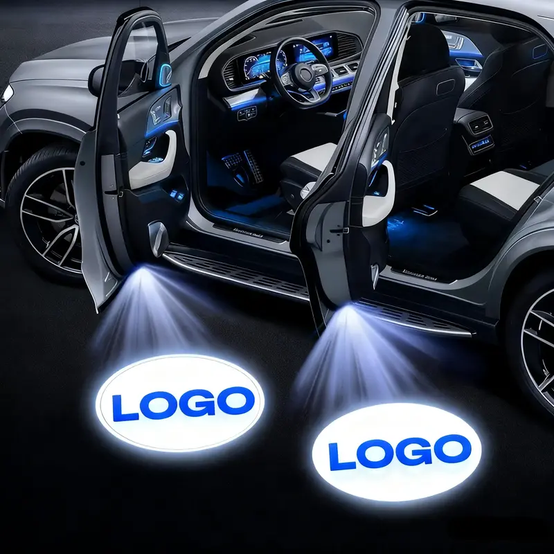 2Pcs LED Car Door Welcome Light HD Projector Lamp Accessories for Honda Tesla Toyota Ford And More