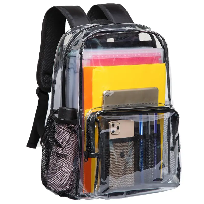 Vorspack Clear Backpack Heavy Duty PVC Transparent Backpack with Reinforced Strap for College Workplace