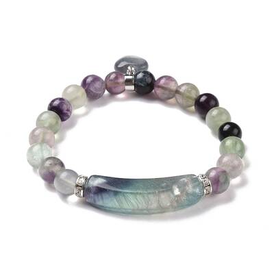 Natural Fluorite Beads Charm Bracelets