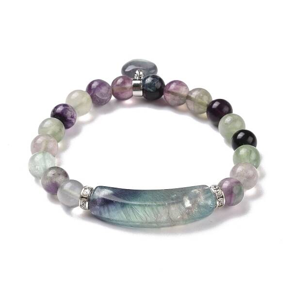 Natural Fluorite Beads Charm Bracelets