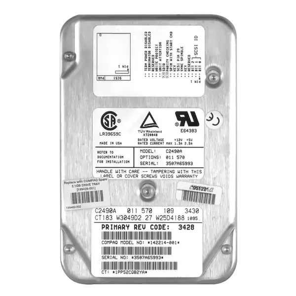 199428-001 HP 2.1GB Wide Ultra2 SCSI 7200 3.5-inch Hard Drive