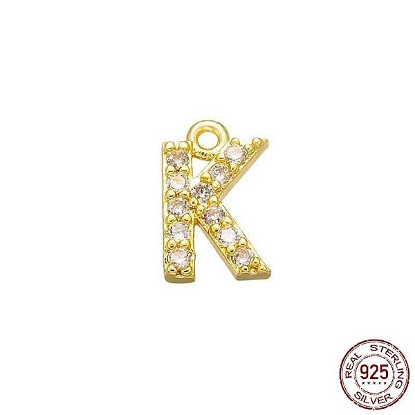 Real 18K Gold Plated 925 Sterling Silver Micro Pave Clear Cubic Zirconia Charms