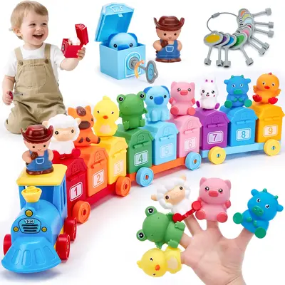 Toddler Learning Toys for 2 3 Year Old Boy Girl 18 Months - Counting Matching & Sorting Activity Montessori Train Set with Fa...
