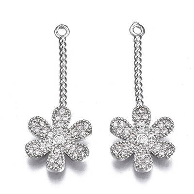 Brass Micro Pave Clear Cubic Zirconia Pendants
