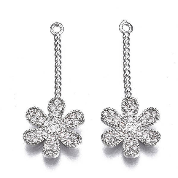Brass Micro Pave Clear Cubic Zirconia Pendants
