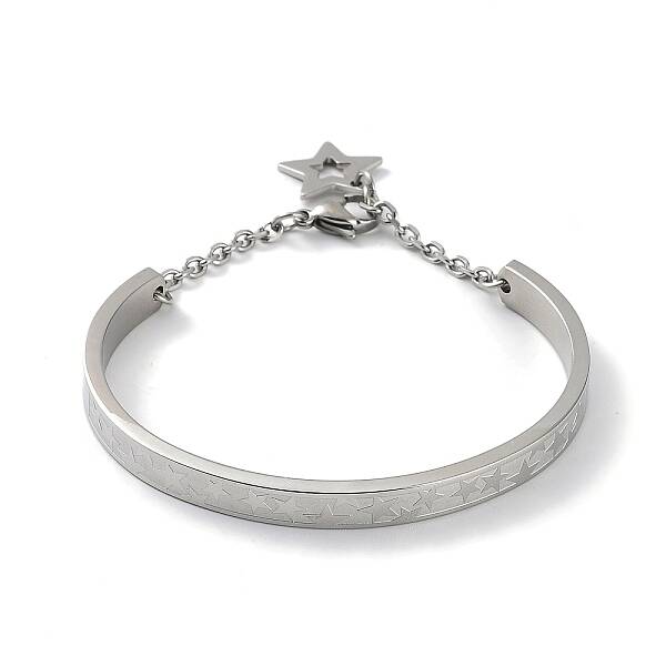Tarnish Resistant 304 Stainless Steel Star Bangles with Charms