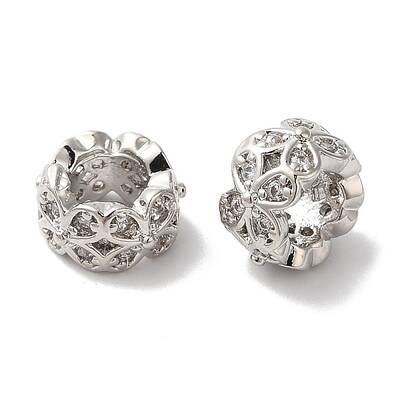 Long-Lasting Plated Brass Micro Pave Clear Cubic Zirconia Beads