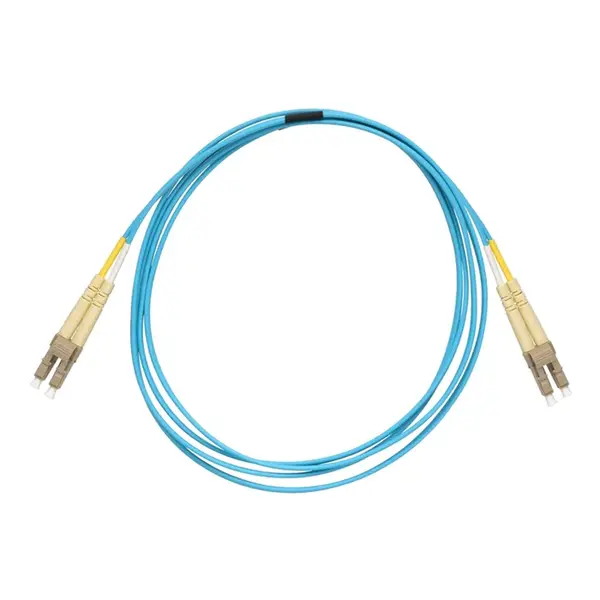 41695 Monoprice MM OM4 Fiber Optic Cable LC-LC UL 2mm 50/125 OFNR Duplex Aqua 2m