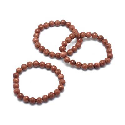 Synthetic Goldstone Beads Stretch Bracelets