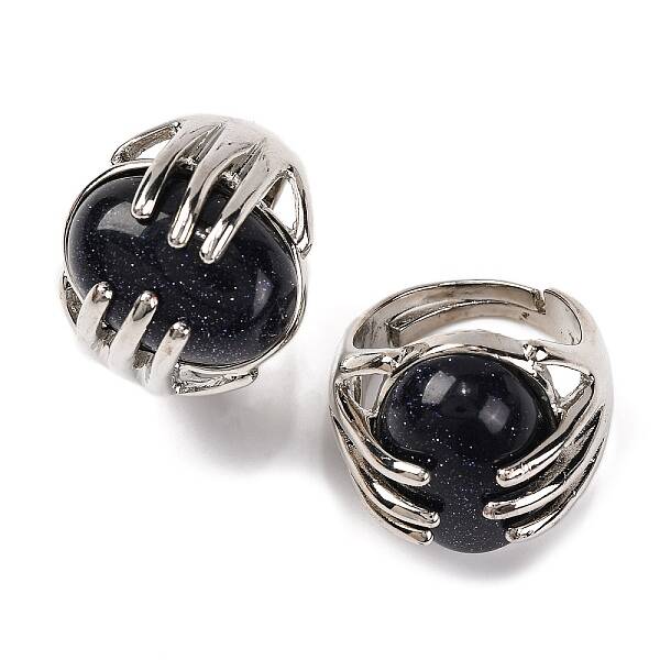 Oval Synthetic Blue Goldstone Finger Ring