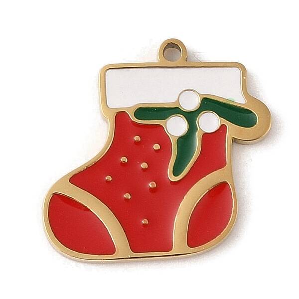 Christmas Theme Ion Plating(IP) 304 Stainless Steel Enamel Charms