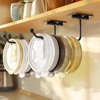 2-Pack Tumbler Lid Organizer: Black Self-Adhesive Tumbler Lid Holder for Kitchen Organization & Storage. Space-Saving Cup Li...