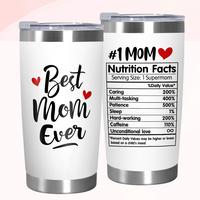Birthday Gift for Mom or Wife - 20 Oz Tumbler with Mom Nutrition Facts, Teezwonder Insulated Cup from Daughter, Son, Kids - F...