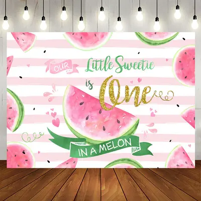 Aperturee Little Sweetie Is One Watermelon Birthday Backdrop
