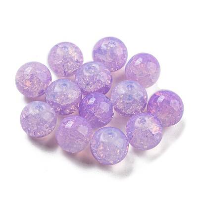 Transparent Spray Painting Crackle Glass Beads
