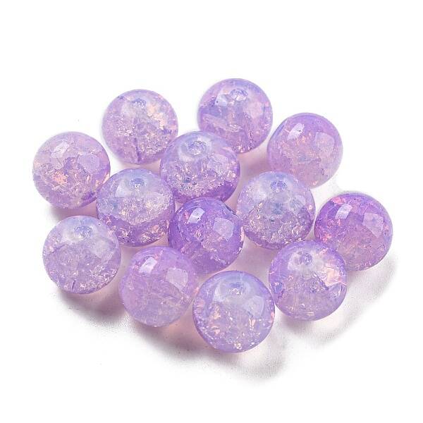 Transparent Spray Painting Crackle Glass Beads