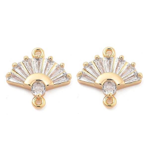 Brass Clear Cubic Zirconia Connector Charms