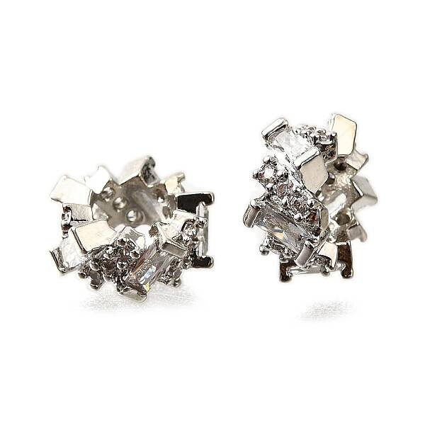 Column Brass Micro Pave Cubic Zirconia European Beads