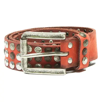 Womens Studded Belt Red Leather Spotted 37