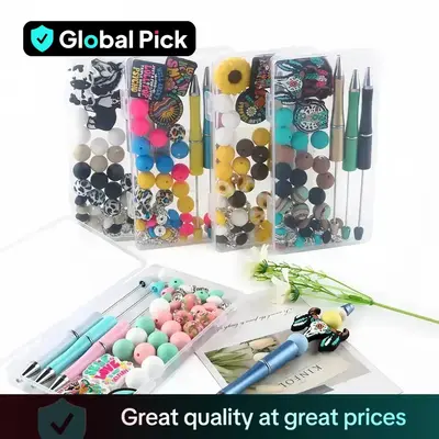 54 Pieces/box Of Various Animal Silicone Focal Beads, Silicone Round Beads, Silicone Printed Round Beads, Lentil Beads, and D...