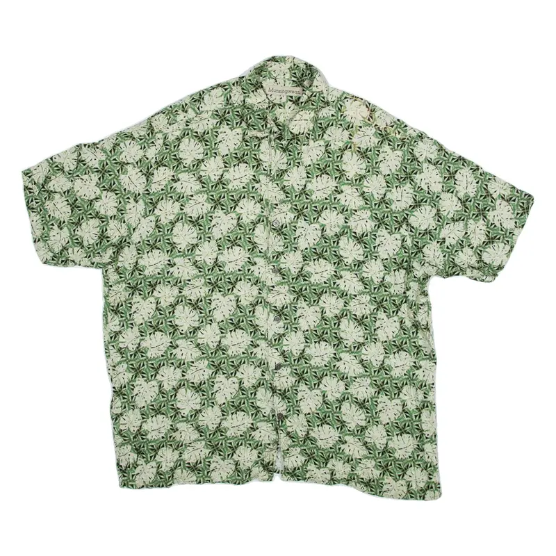 MUNSINGWEAR Mens Hawaiian Shirt Green Floral L