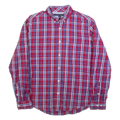 TOMMY HILFIGER Mens Shirt Red Check Long Sleeve M