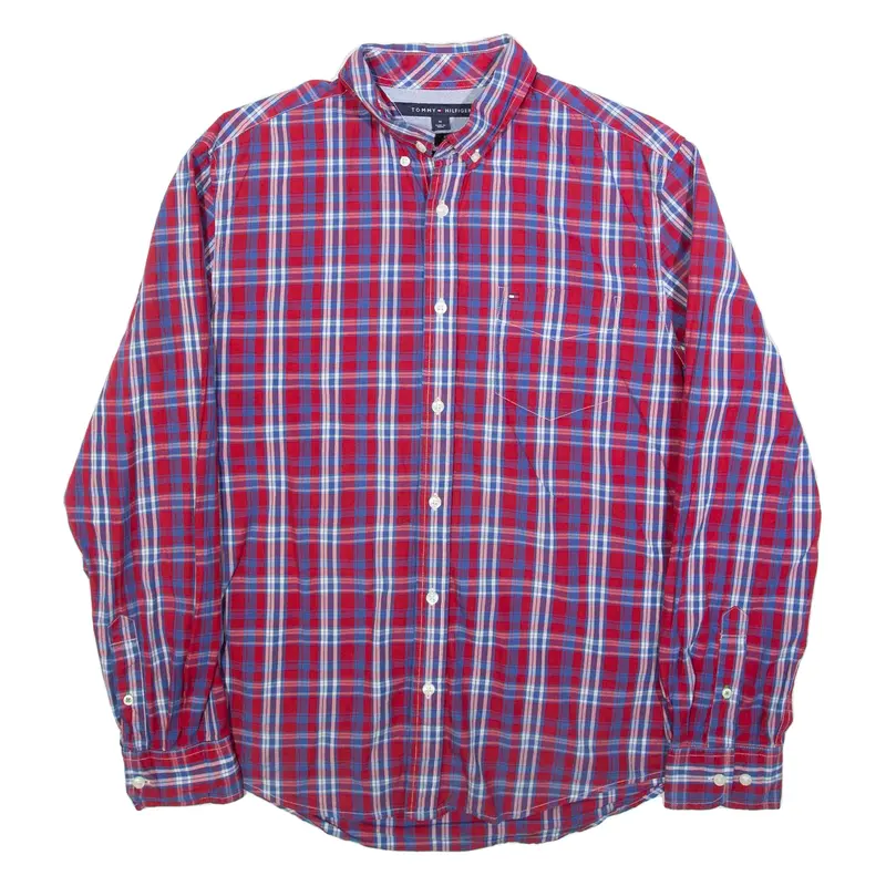 TOMMY HILFIGER Mens Shirt Red Check Long Sleeve M