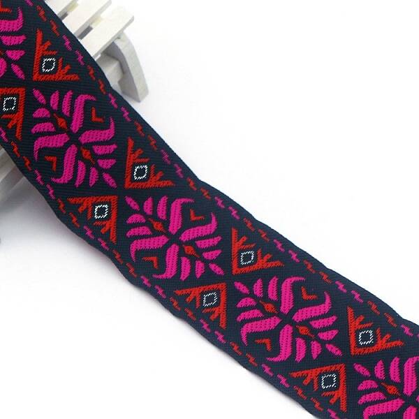 Flat Ethnic Style Embroidery Polyester Ribbons