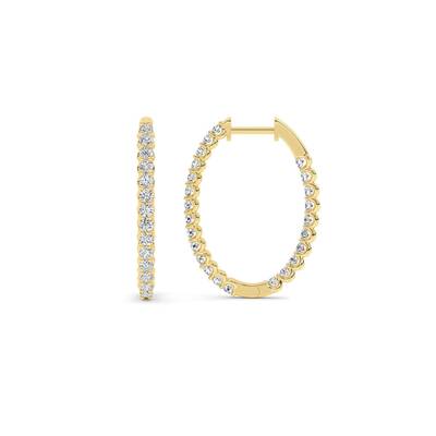 Zia Lab Created Diamond Oval Hoop Earrings | 14K Yellow Gold 1 ct. tw.
