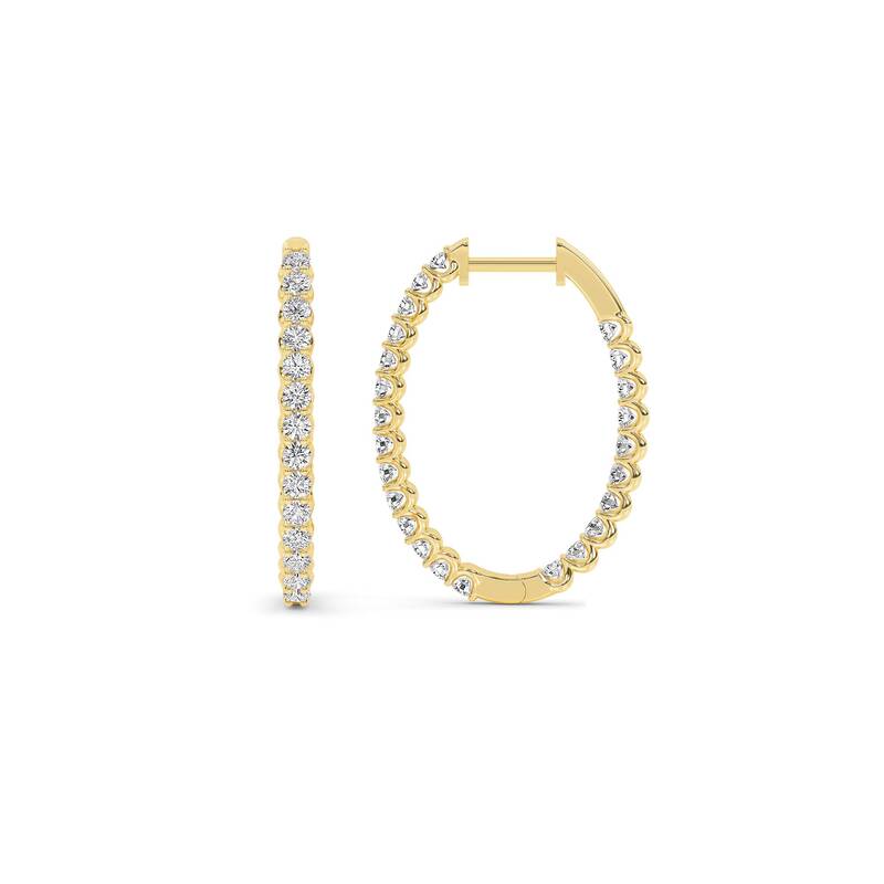 Zia Lab Created Diamond Oval Hoop Earrings | 14K Yellow Gold 1 ct. tw.