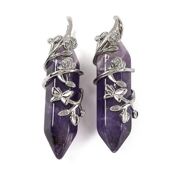 Natural Amethyst Double Terminal Pointed Pendants