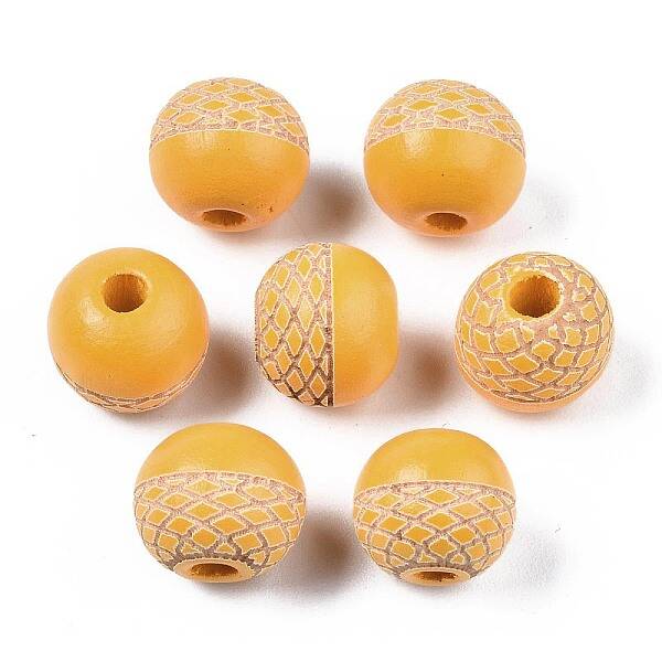 Painted Natural Wood Beads
