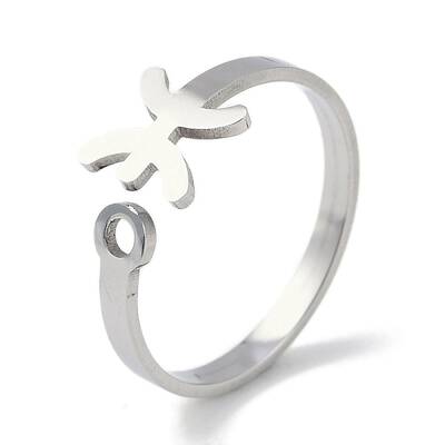Non-Tarnish Constellations 304 Stainless Steel Open Cuff Ring for Women