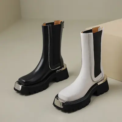CHIKO Shantille Square Toe Block Heels Ankle Boots
