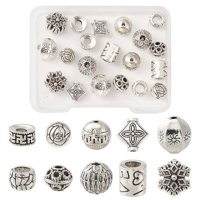 20Pcs 10 Style Tibetan Style Alloy Beads