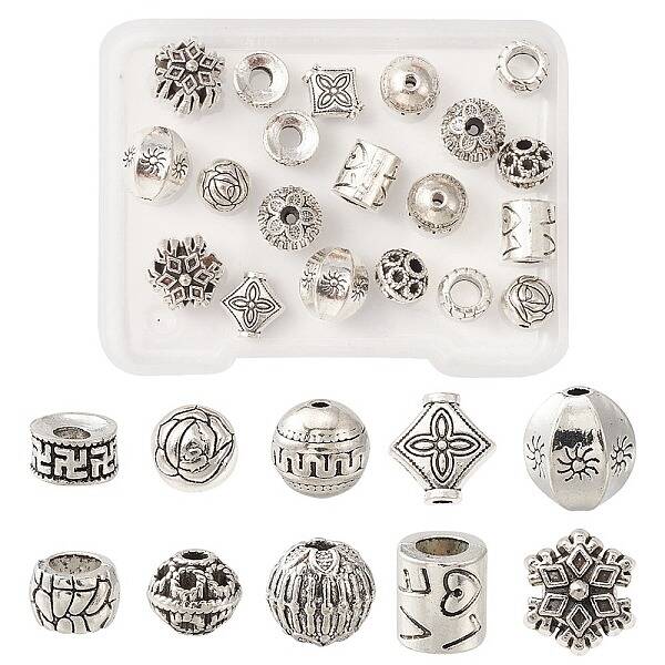 20Pcs 10 Style Tibetan Style Alloy Beads