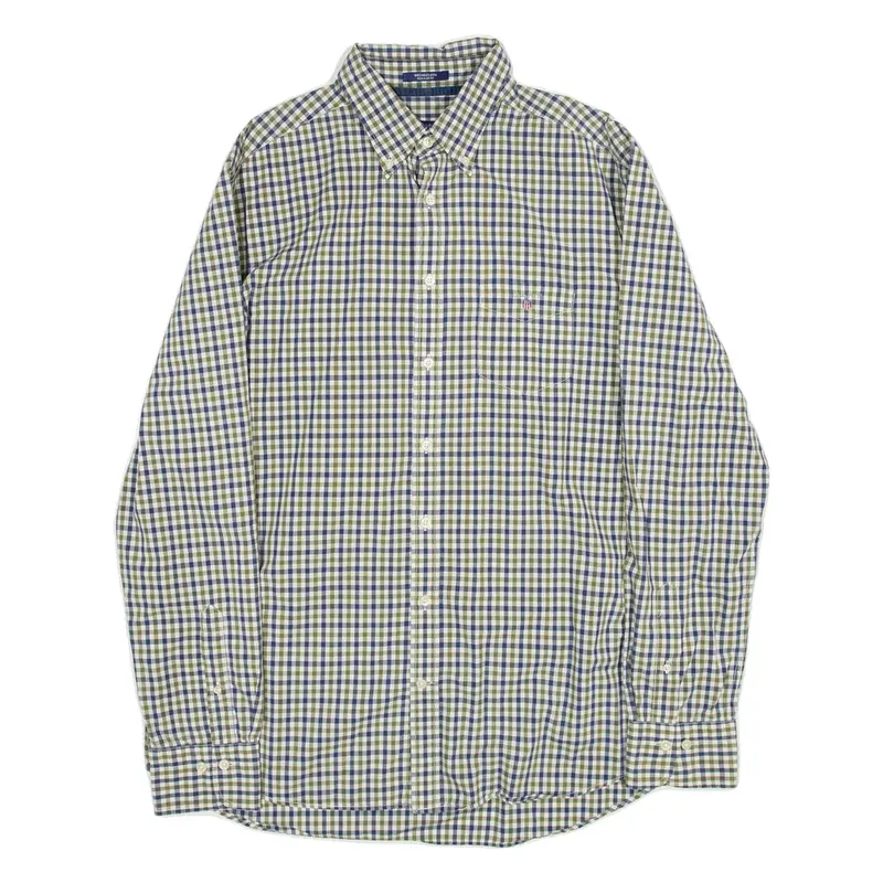 GANT Regular Fit Mens Shirt Green Gingham Long Sleeve L