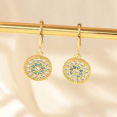 Brass Micro Pave Clear Cubic Zirconia Hoop Earrings