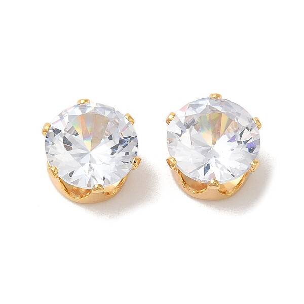 Brass Clear Cubic Zirconia Cabochons