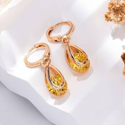 Brass Micro Pave Cubic Zirconia Leverback Earrings