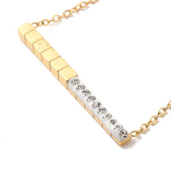 Ion Plating(IP) 304 Stainless Steel Rectangle Bar Pendant Necklaces