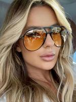Women's Vintage Top Bar Oversized Frame Sunglasses, Trendy Casual Sunglasses for Everyday Use, Fashion Accessories for Outdoo...