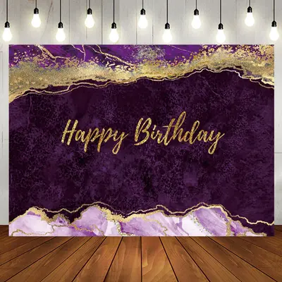 Elegant Purple Gold Glitter Abstract Birthday Backdrop - Aperturee