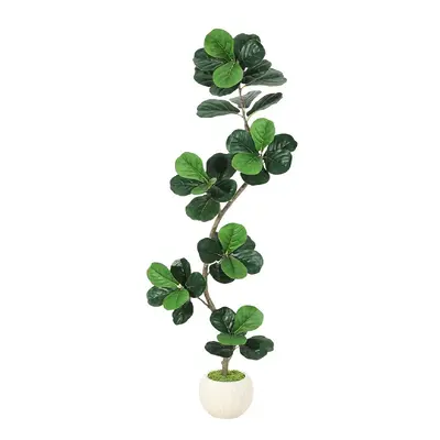 Garvee Fiddle Leaf Fig Artificial Tree with White Planter, 6ft Faux Plants Indoor with Moss, Fake Rubber Tall Fake Floor Plan...