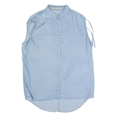 ALL SAINTS Womens Off Shoulder Vest Blue Collared Sleeveless UK 10