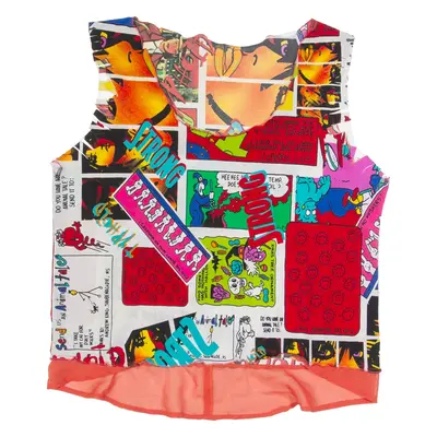 Comic Print Womens Printed Vest Red Sleeveless Crazy Pattern S