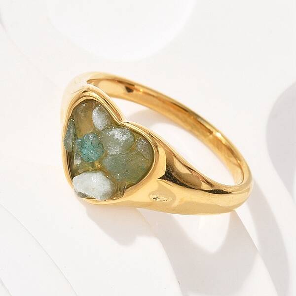 Heart Natural Aquamarine Finger Rings